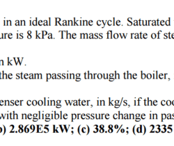 Water is the working fluid in an ideal rankine cycle